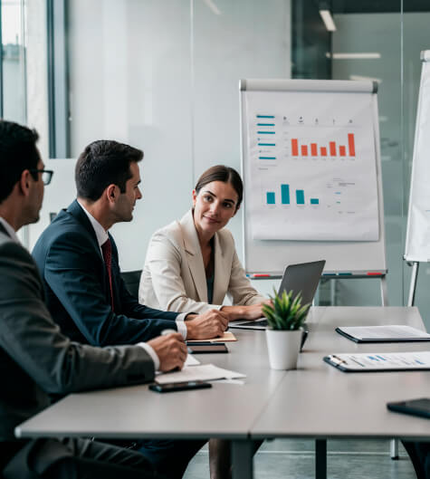 Equipo de asesores financieros en reunión