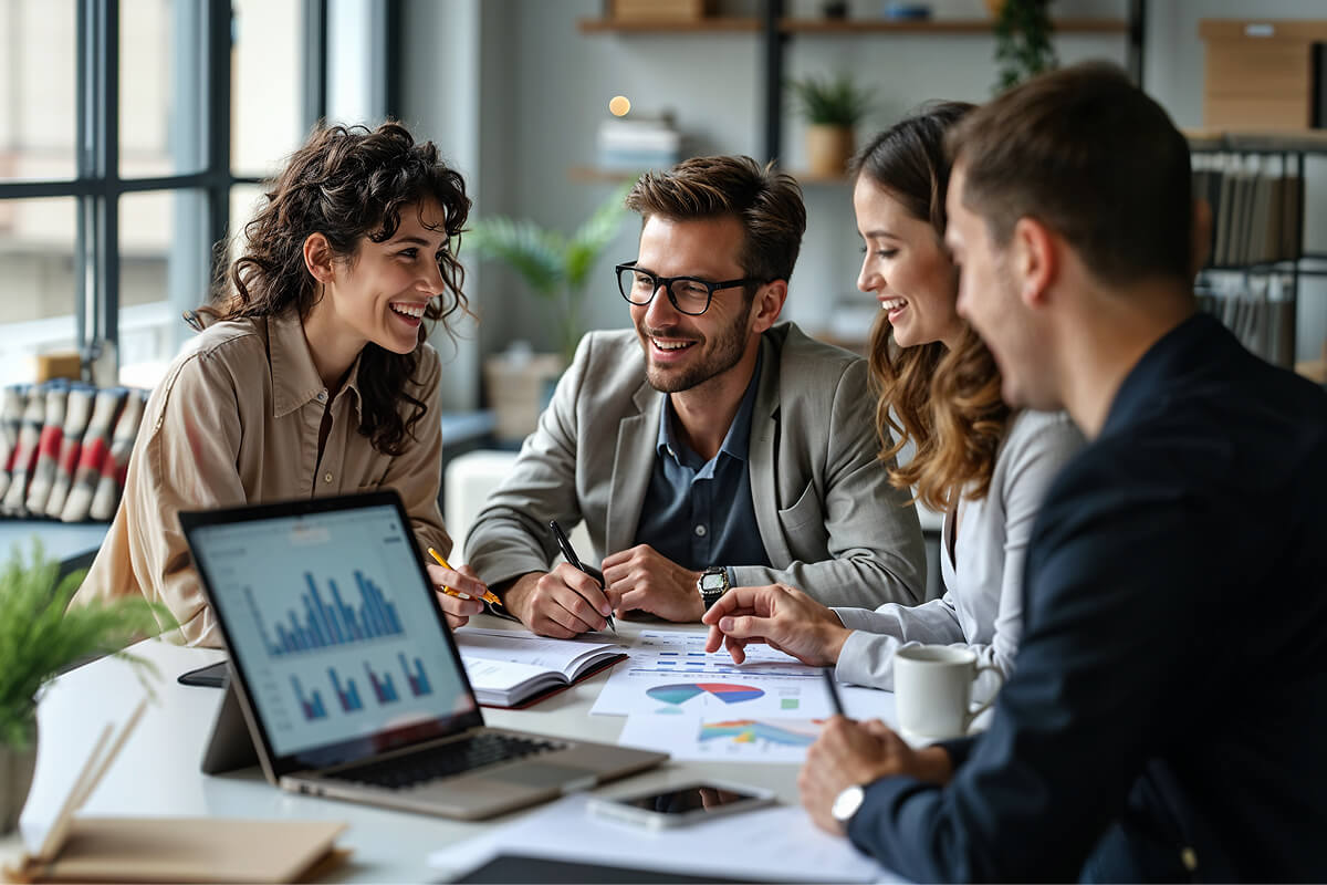 Equipo de consultoría planificando en conjunto